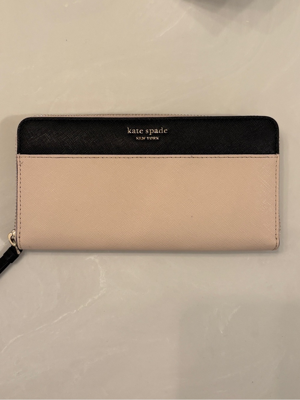kate spade New York Staci Two-Tone Zip Wallet - Black & Taupe